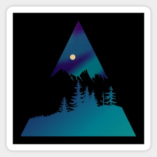 Dramatic mountain and forest scene - Northern Lights Magnet